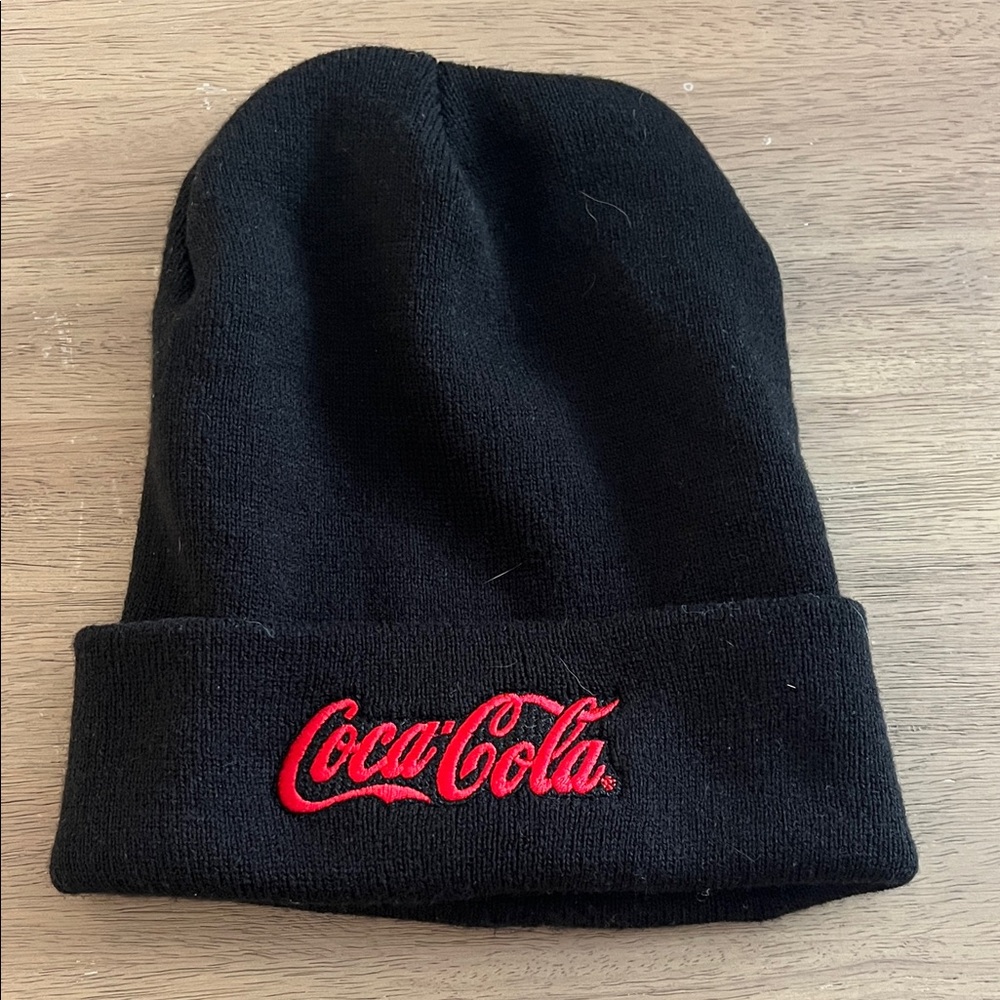 Coca Cola Black Knit Hat with Red Logo